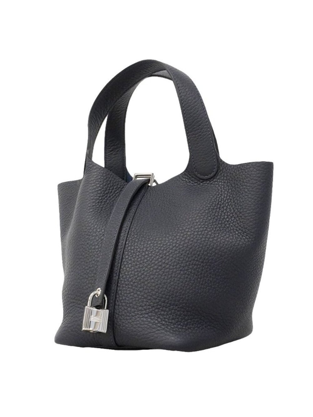 Hermes Handbag Picotin Lock PM Taurillon Clemence Blue Silver